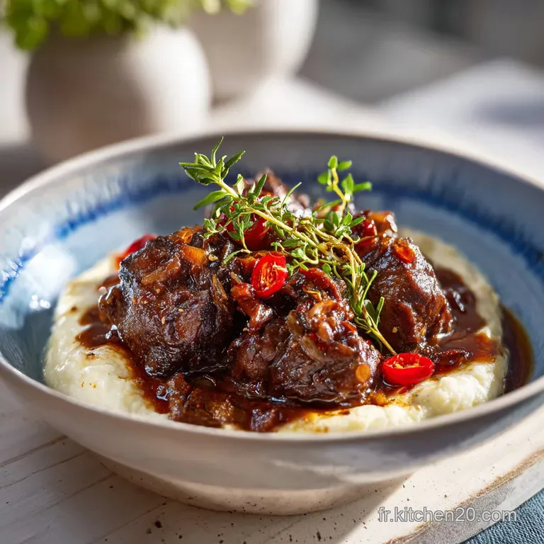 Elegant plate featuring rosy slices of beef heart confit, drizzled with sauce, garnished with herbs. A culinary masterpiec...