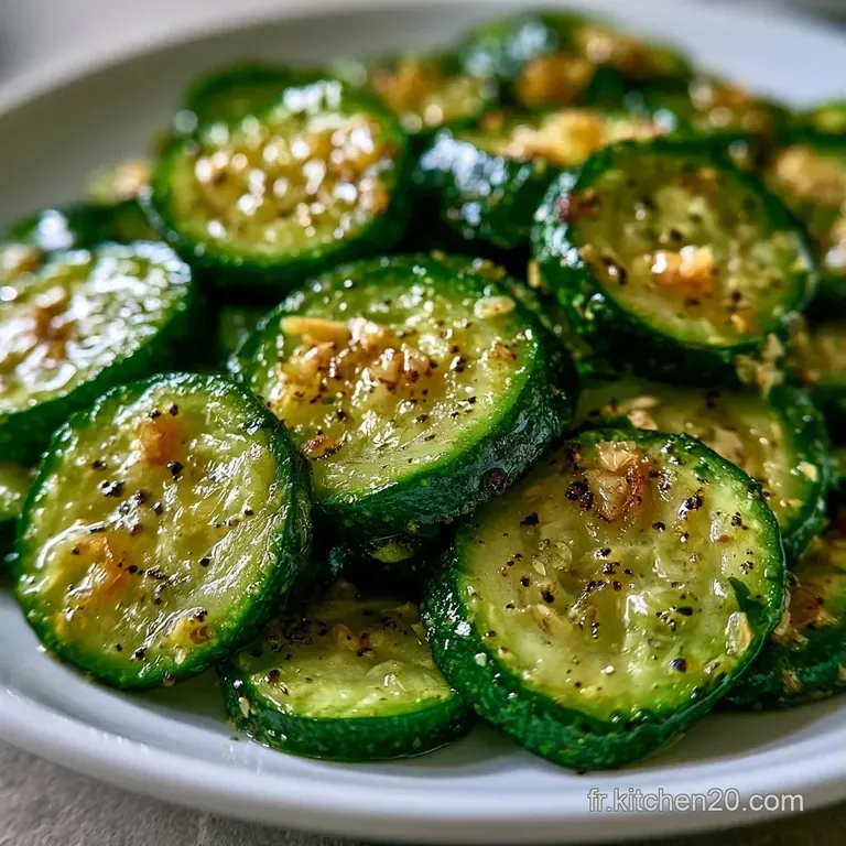 Courgettes tendres et croquantes dispos&eacute;es avec soin sur une assiette blanche, d&eacute;cor&eacute;es de fines herbes cisel&eacute;es.