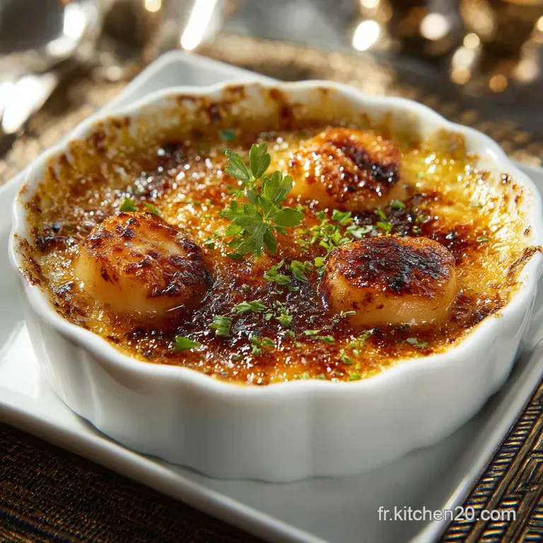 Cr&egrave;me Br&ucirc;l&eacute;e Aux Noix De Saint Jacques Et Safran : Le Velout&eacute; Br&ucirc;l&eacute; Des Mers presentation