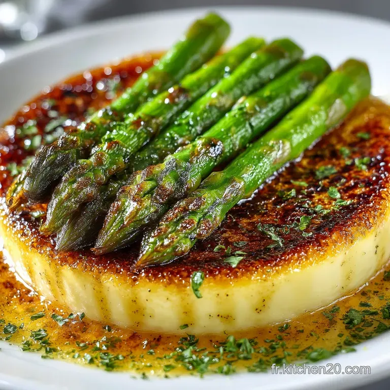 Cr&egrave;me Br&ucirc;l&eacute;e Sal&eacute;e aux Asperges Vertes Croquant Parmesan Espelette