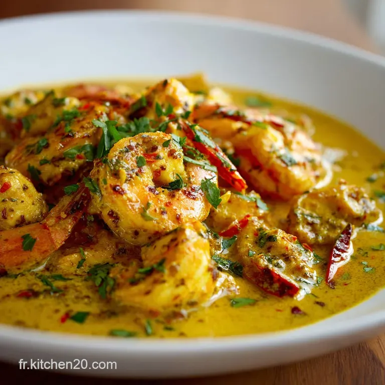 Le Cari Soleil Couchant Curry Cr&eacute;meux de Poulet et Crevettes au Lait de Coco