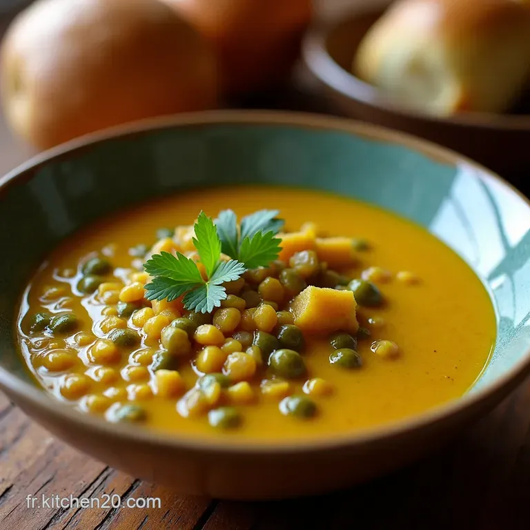 Curry De Lentilles Vertes Velout&eacute; Au Lait De Coco presentation