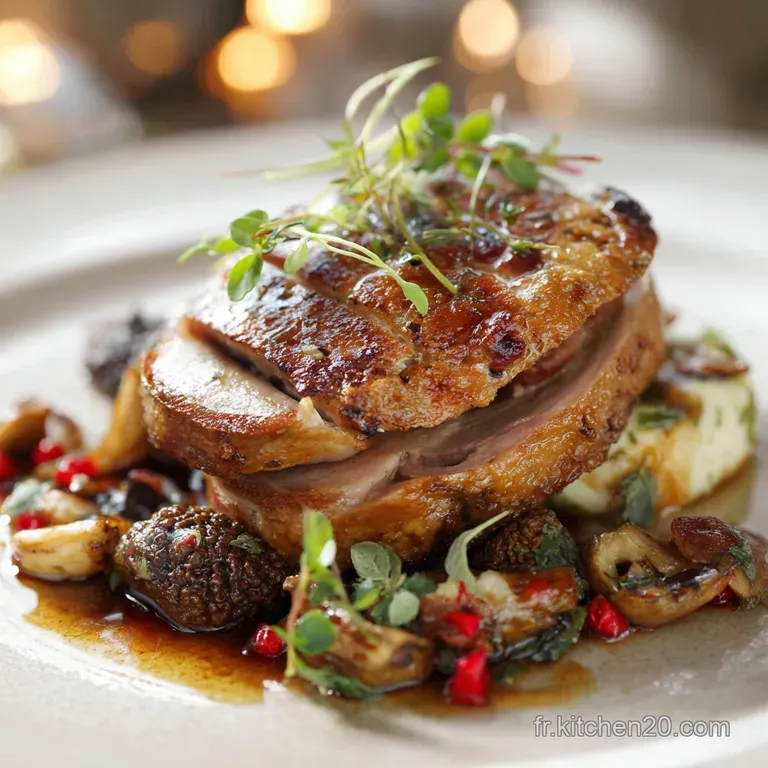 Dinde de No&euml;l farcie aux Morilles et Foie gras Jus au Vin Jaune