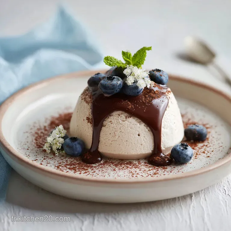 A neat slice of swirled chocolate and vanilla dessert on a white plate, drizzled with dark chocolate sauce.