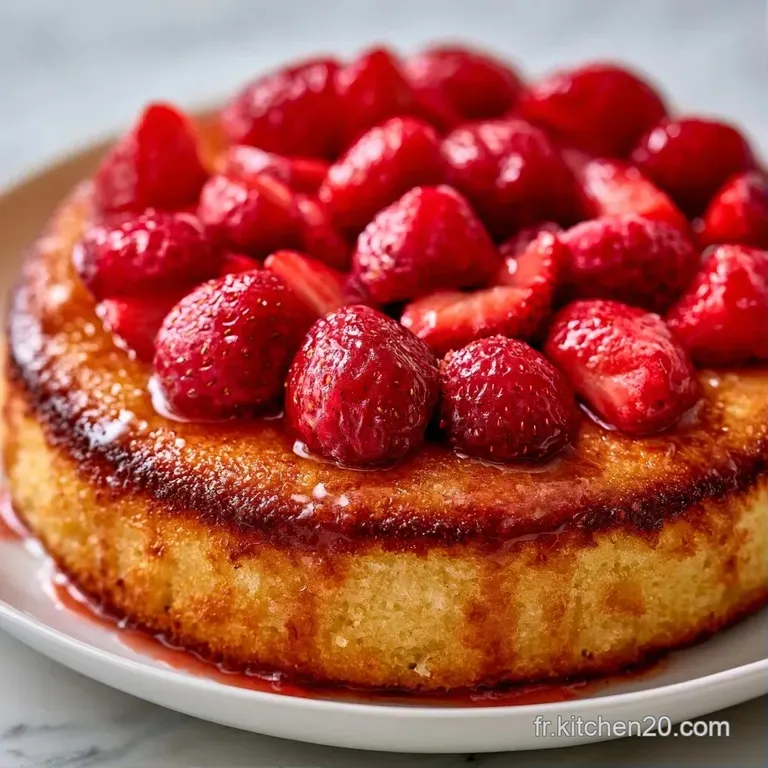 Une part fondante pos&eacute;e sur une assiette blanche, entour&eacute;e de gouttes de coulis rouge et d'une feuille de menthe verte.