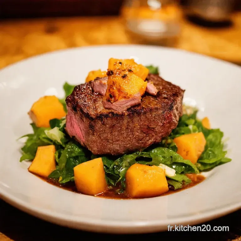 Filet Mignon De Porc Grill&eacute; Salade De Melon &Eacute;pic&eacute;e presentation