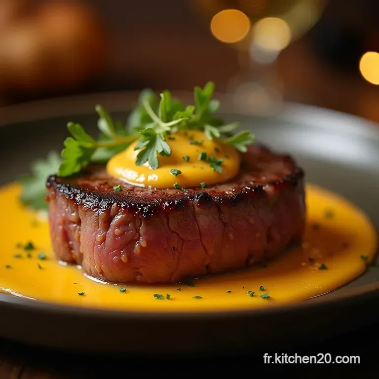 Le Royal Filet Mignon Saisir &Agrave; La Perfection Napp&eacute; Dune Sauce Mielmoutarde Brillante presentation