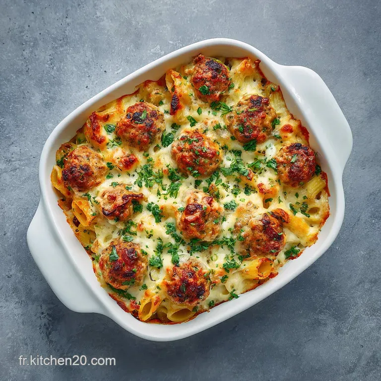A golden-crusted baked ziti portion, topped with fresh parsley, on a white plate, showcasing textures and colors.