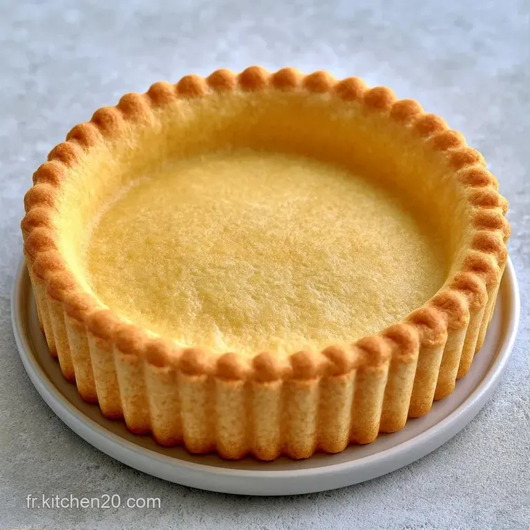 Coque de p&acirc;tisserie sabl&eacute;e d'un blond dor&eacute;, pos&eacute;e d&eacute;licatement sur une assiette blanche minimaliste et &eacute;pur&eacute;e.