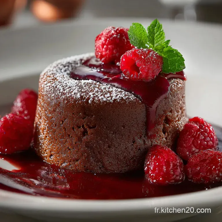 Le Fondant Diva Chocolat Noir Intense C&oelig;ur Coulant de Framboise