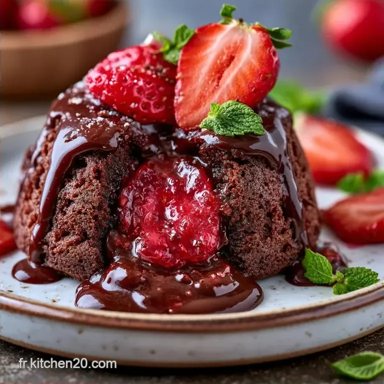 Fondant Chocolat C&oelig;ur Fraise : Intense