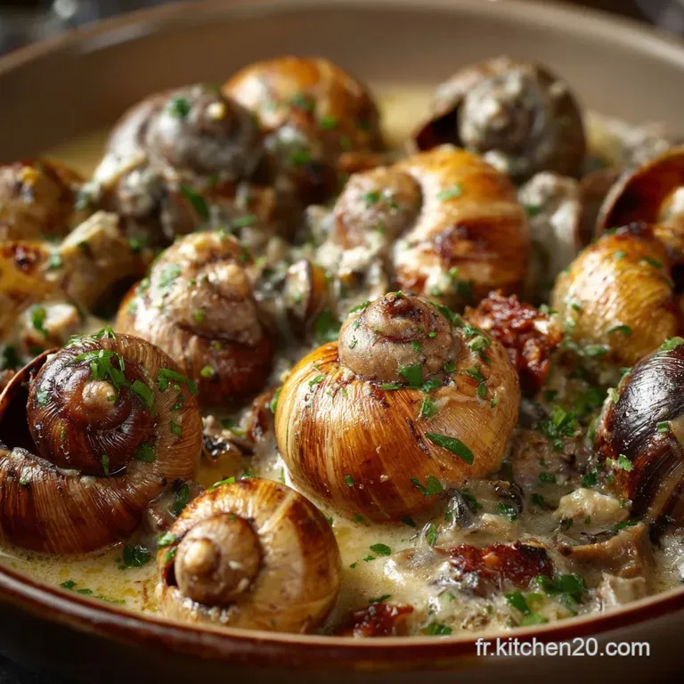 Fricass&eacute;e De C&egrave;pes Et Escargots &Agrave; Lail Et Au Persil Frais presentation