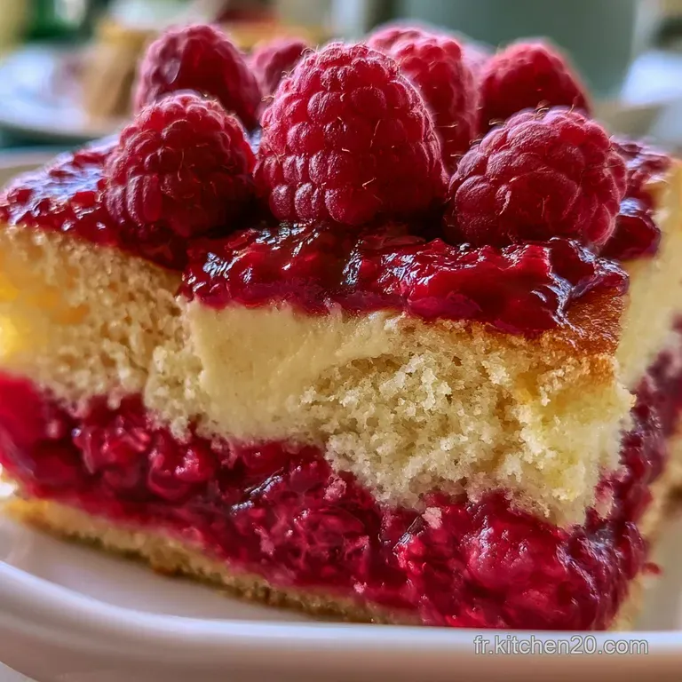 Une part triangulaire r&eacute;v&eacute;lant trois couches roses d&eacute;grad&eacute;es, sur une assiette blanche &eacute;pur&eacute;e avec une feuille de menthe.