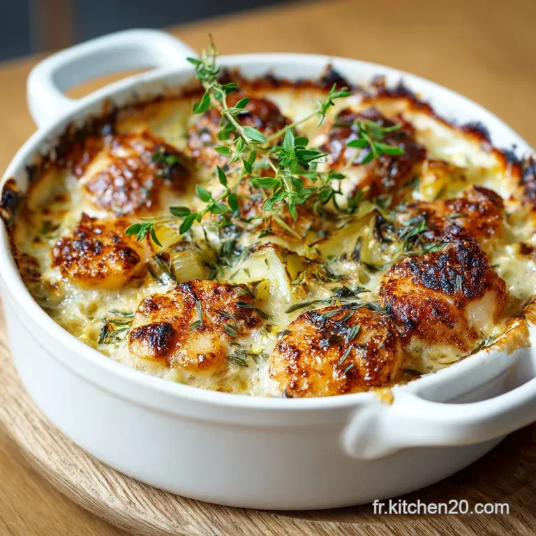 Gratin de P&eacute;toncles aux Poireaux et Sauce Mornay