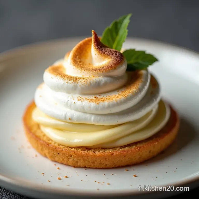 L&Icirc;le Flottante des Gourmands Nuage de Meringue Cr&egrave;me Anglaise &agrave; la Brioche et Voile de Nougatine