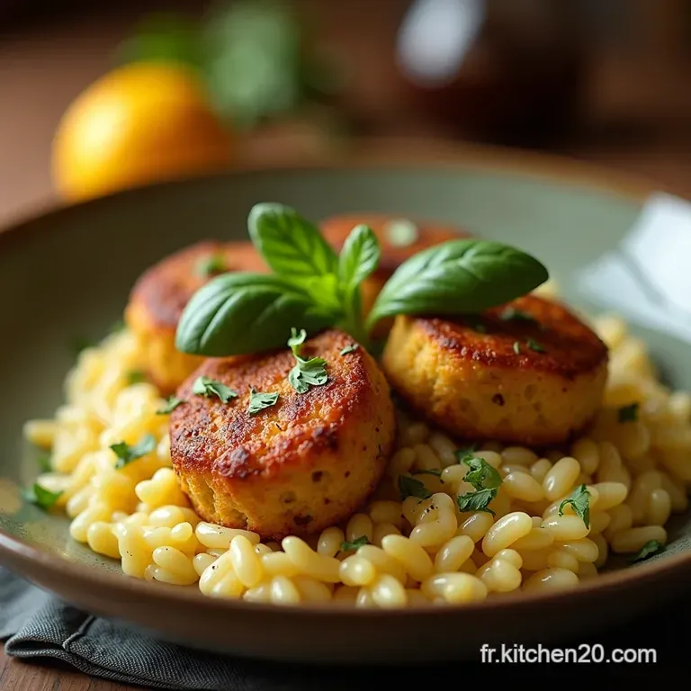 Keftedes Parfum&eacute;es &Agrave; La Menthe Et Orzo Cr&eacute;meux Au Citron Style Grec presentation