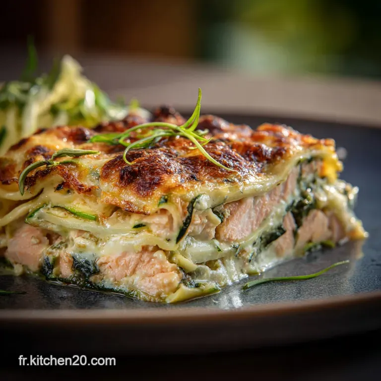 Lasagnes du P&ecirc;cheur Saumon &Eacute;pinards et Courgette &agrave; la Cr&egrave;me Citronn&eacute;e