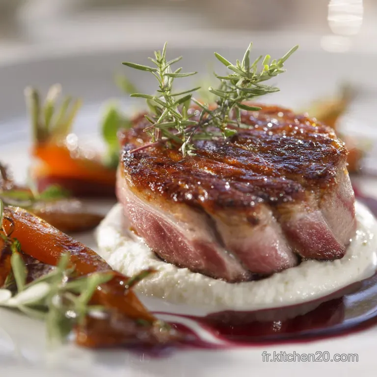 Magret De Canard Basse Temp&eacute;rature Au Confit De Po La Perfection Ros&eacute;e presentation