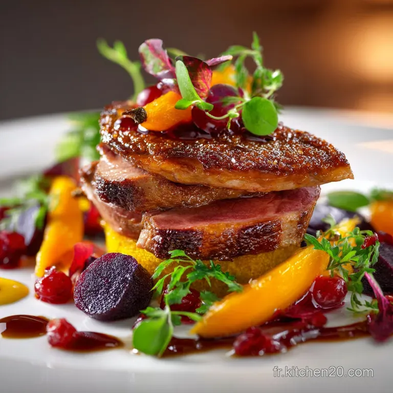 Magret de Canard Basse Temp&eacute;rature au Confit de Po La perfection ros&eacute;e