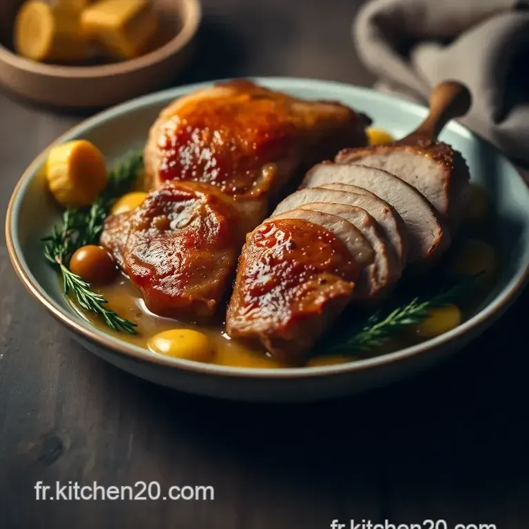 Magret De Canard Brais&eacute; Au Miel Sauce Au Vin Rouge Et Accompagnement De Pommes De Terre Fondantes presentation