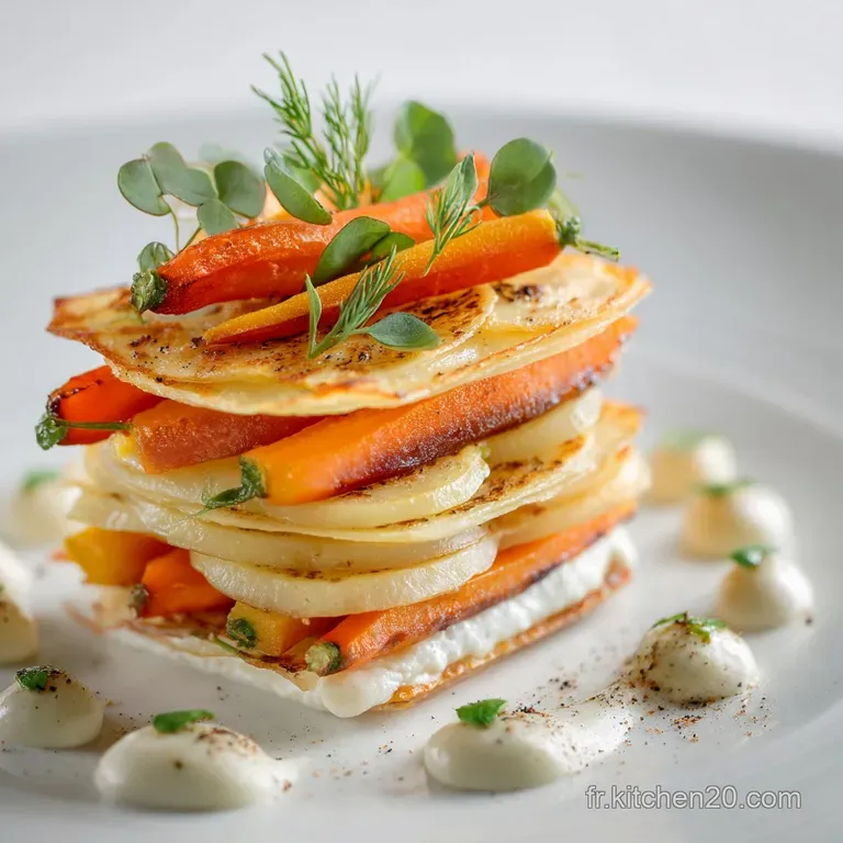 Le Millefeuille Prestige Pommes De Terre Et Carottes Confites Aux Herbes Fines presentation