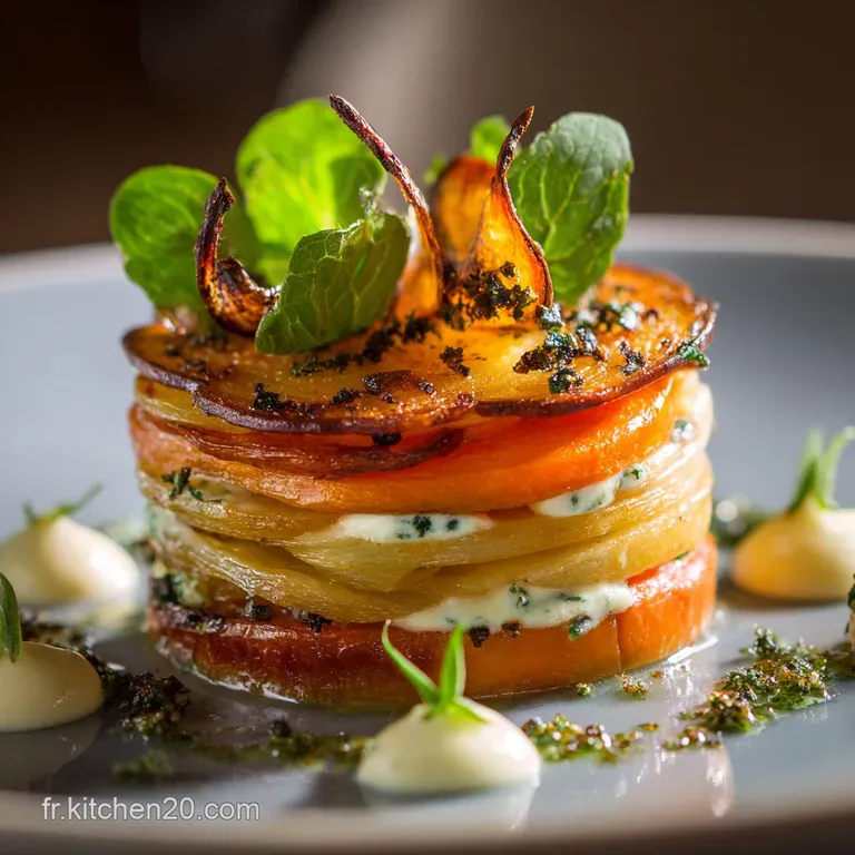 Le MilleFeuille Prestige Pommes de Terre et Carottes Confites aux Herbes Fines