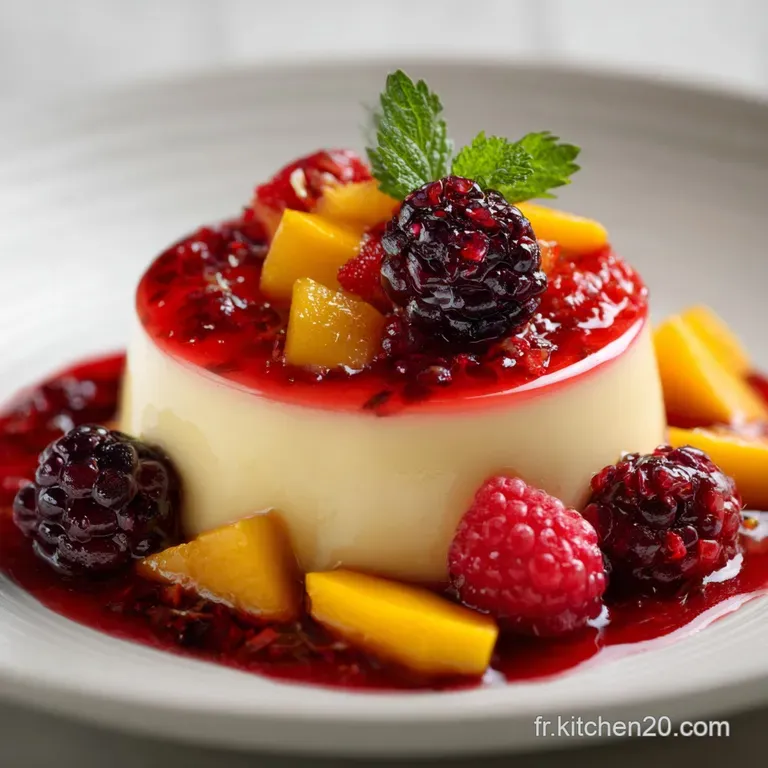 Mousse Mangue et Fruits Rouges Fa&ccedil;on Panna Cotta L&Eacute;l&eacute;gance en Verrine