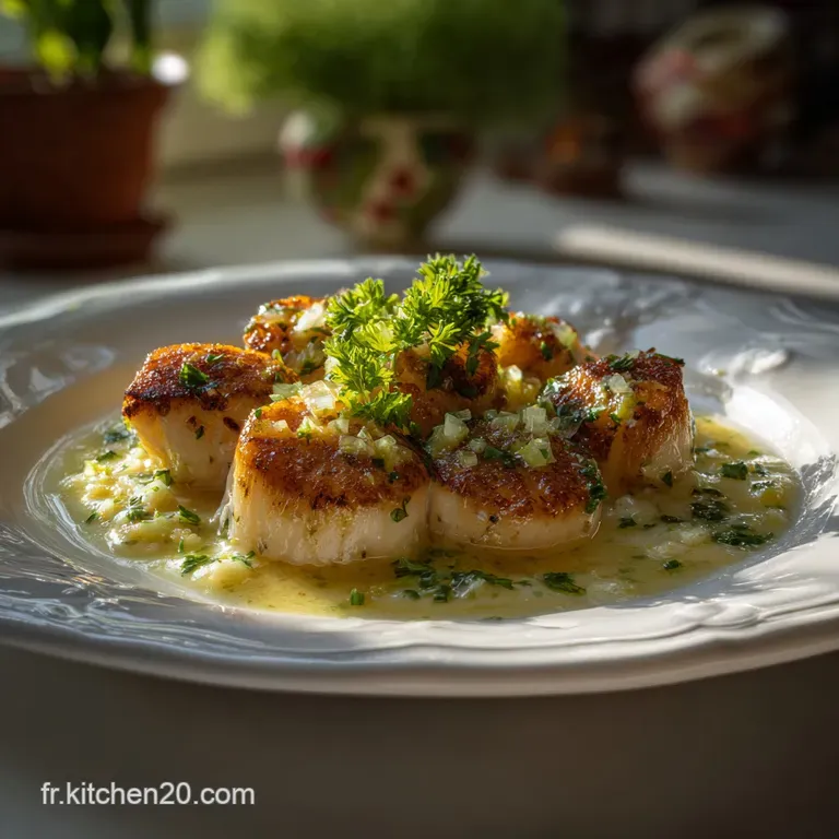 Perfectly seared scallops sit atop a bed of velvety fondue, artfully garnished with microgreens. Elegant, creamy presentat...