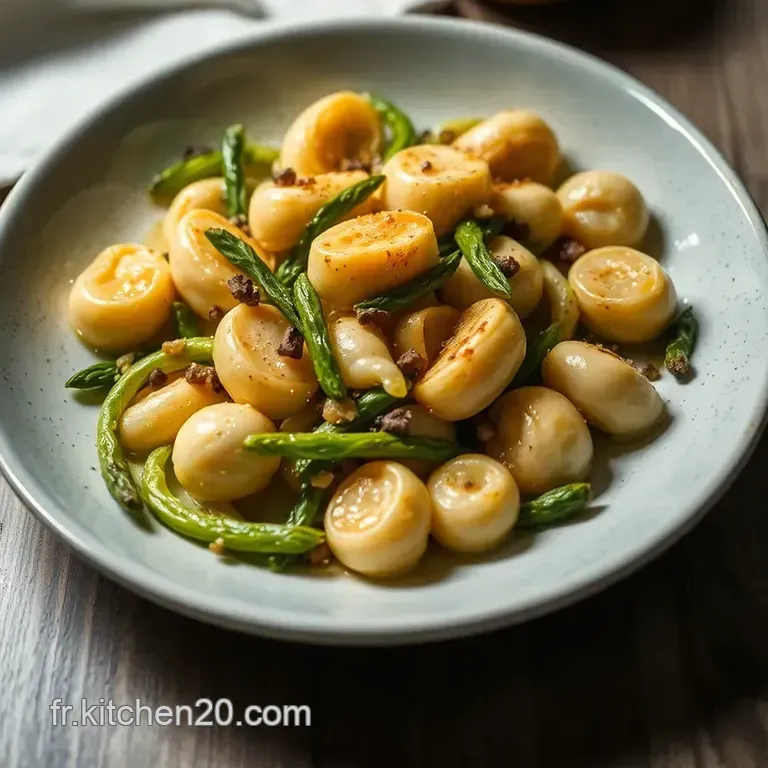 Nouilles Printani&egrave;res Aux Asperges Et Morilles presentation