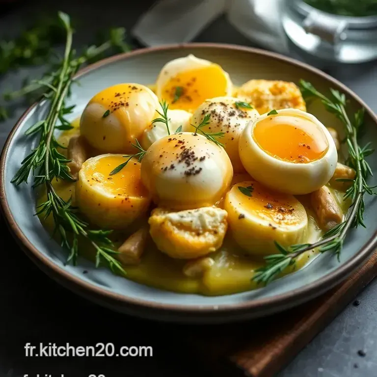 Oeufs Brouill&eacute;s Cr&eacute;meux Au Fromage Et Fines Herbes presentation