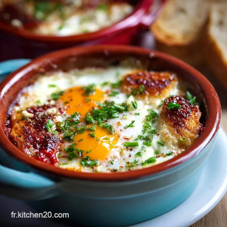 Oeufs Cocotte Fa&ccedil;on Basquaise La Recette Facile Avec Piperade Maison presentation