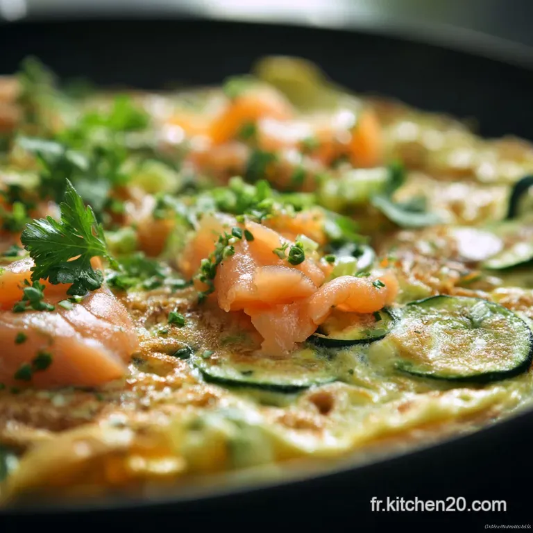 LOmelette Royale Saumon Fum&eacute; Courgettes et Cr&egrave;me Fra&icirc;che