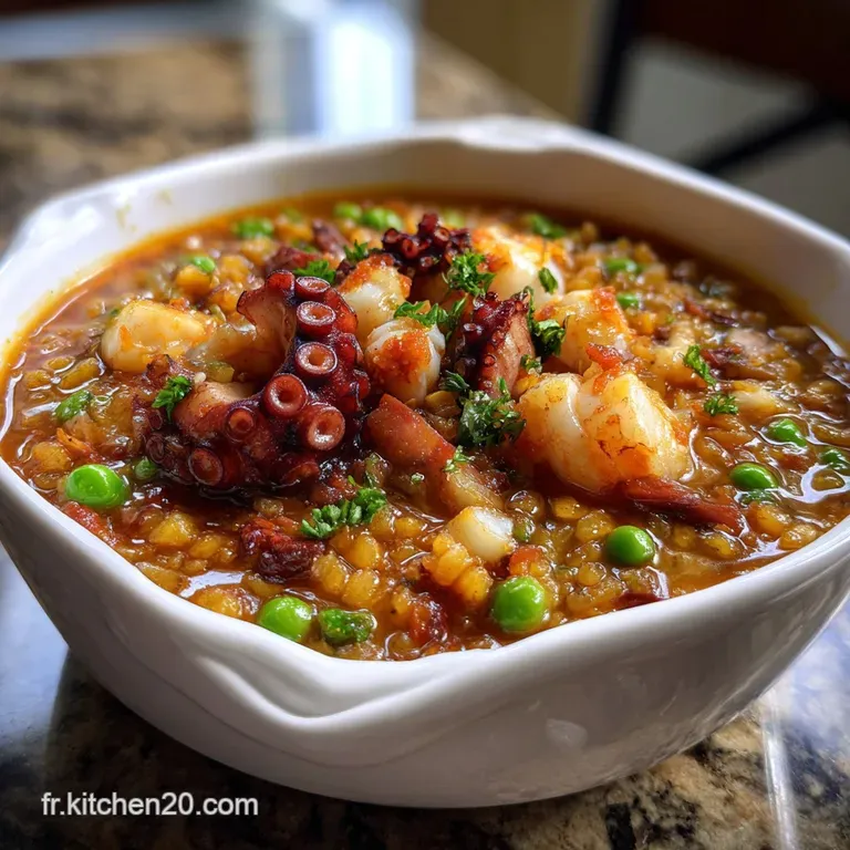 Paella Au Poulpe : Recette Fumet Intense Et Socarrat presentation