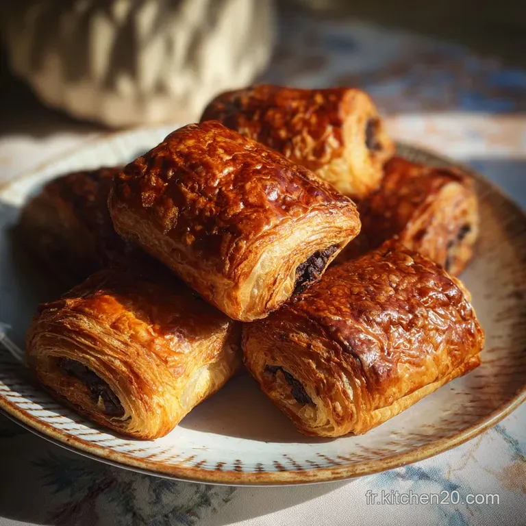 Pain au chocolat : texture &eacute;clatante et c&oelig;ur soyeux