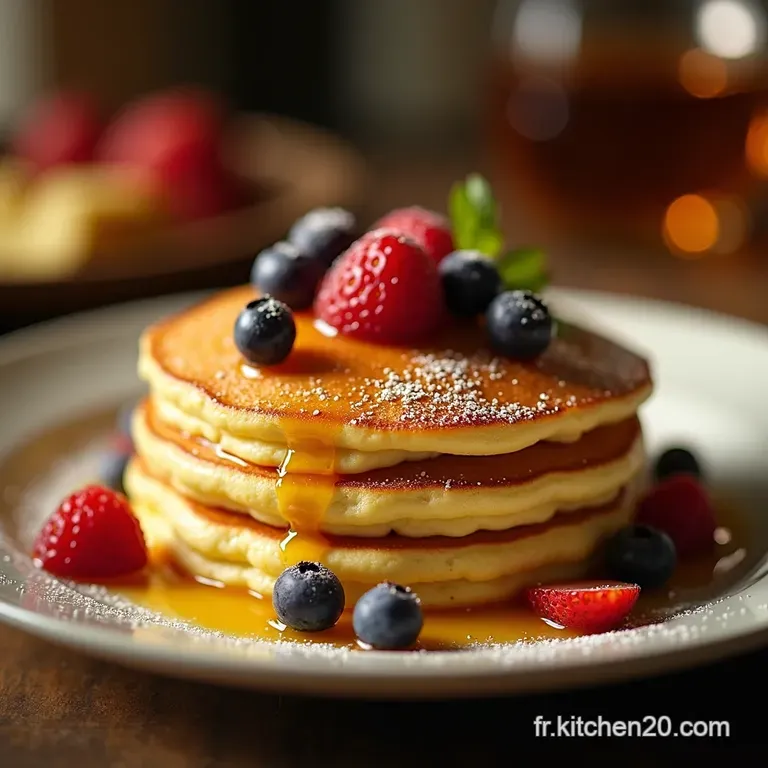 Les Nuages Du Petit D&eacute;jeuner Pancakes Au Yaourt Grec Ultra L&eacute;gers Et Moelleux presentation