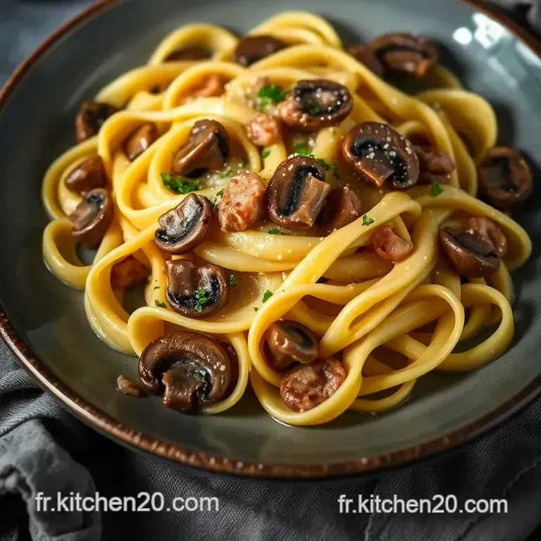 Pappardelle &Agrave; La Sauce De Champignons Cr&eacute;meuse presentation