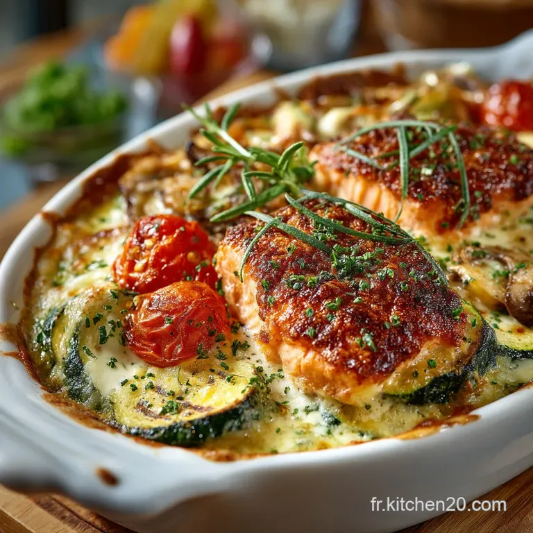 Parmentier Courgettes et Saumon Le Gratin Terre et Mer aux Herbes Fines