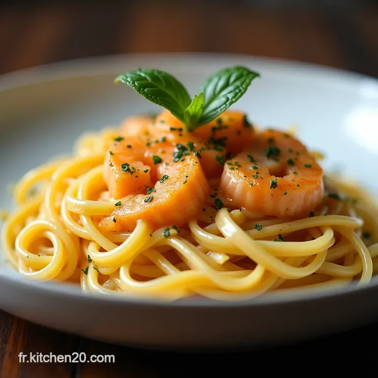 Fettuccine Cr&eacute;m&eacute;es au Saumon Fum&eacute; Aneth Frais et Zeste de Citron Le Plaisir Rapide