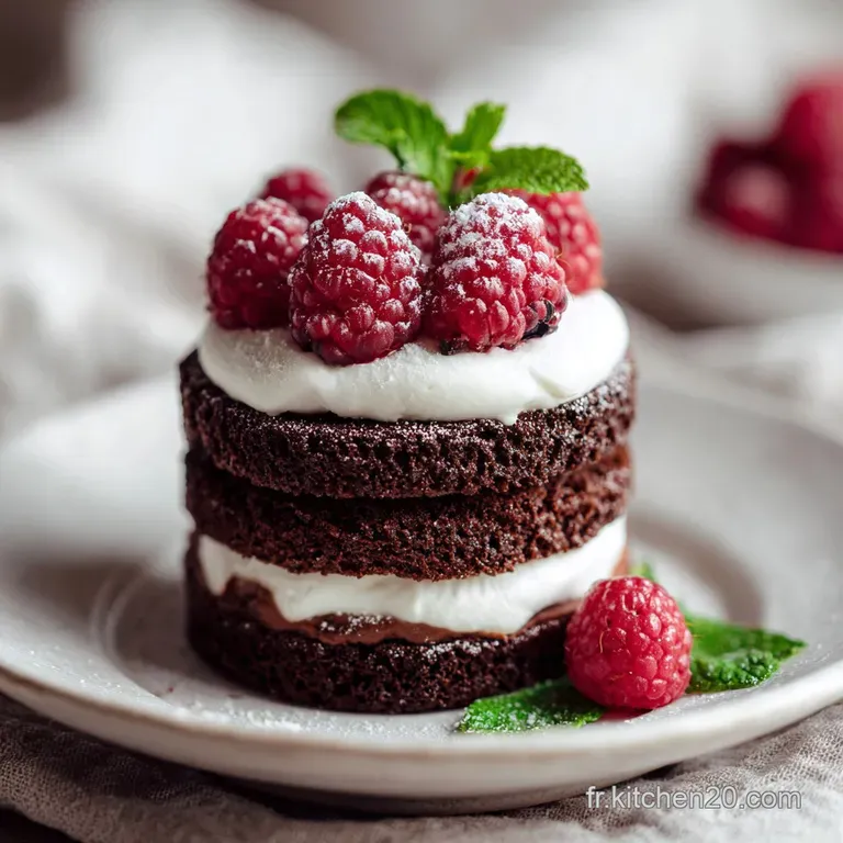 Elegant chocolate dessert portion on a white plate, dark and rich with a dusting of cocoa, ready to be devoured in a brigh...