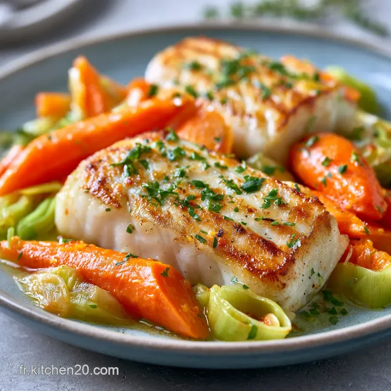 Filets de Poisson Aux L&eacute;gumes: Texture Fondante