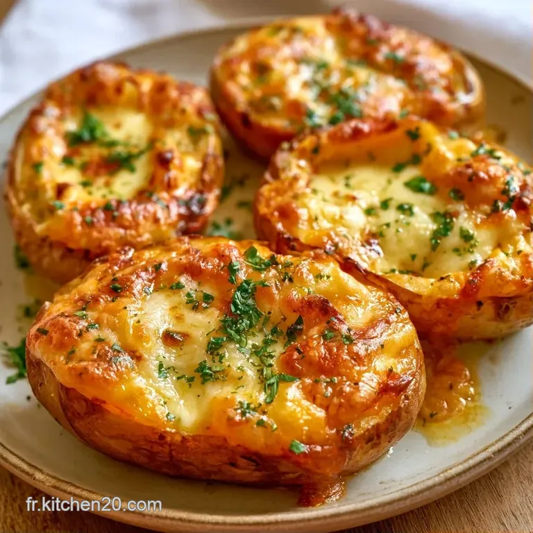 Pommes de terre r&ocirc;ties pos&eacute;es sur une assiette blanche, c&oelig;ur cr&eacute;meux et fondant avec une touche de persil cisel&eacute;.