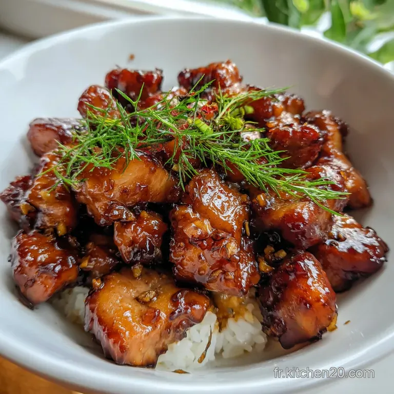 Porc Au Caramel Laqu&eacute; Au Miel Et Nuoc M&acirc;m presentation