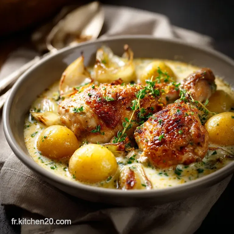 Poulet &agrave; la fondue de Poireau Le classique bistrot &agrave; la cr&egrave;me de vin blanc