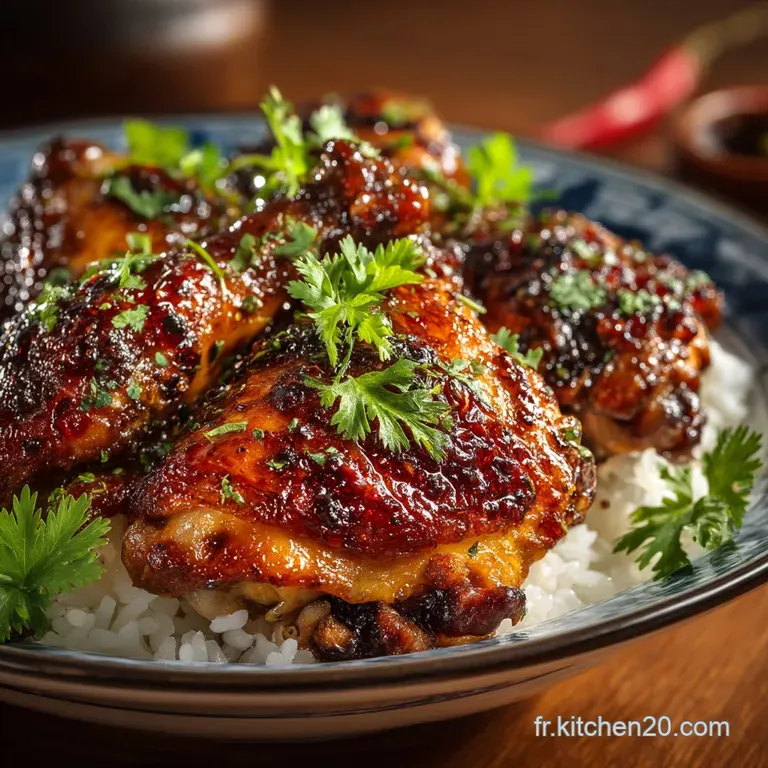 Cuisse de Poulet R&ocirc;tie Laque MielS&eacute;same Gingembre LAsie dans Votre Four