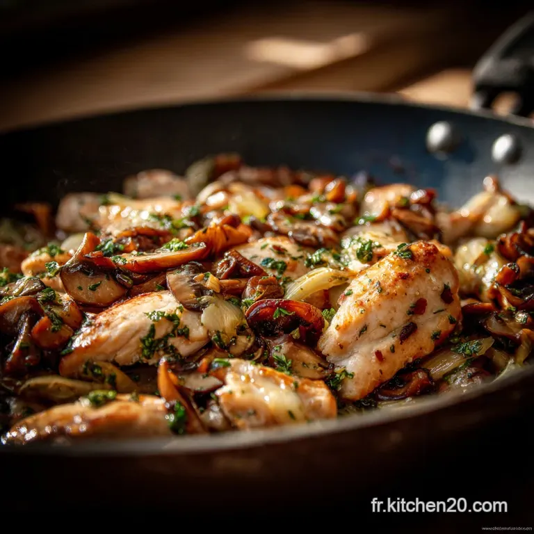 Poulet Saut&eacute; Aux Champignons Shiitake : Le Secret De La Sauce Onctueuse Au Vin Blanc presentation