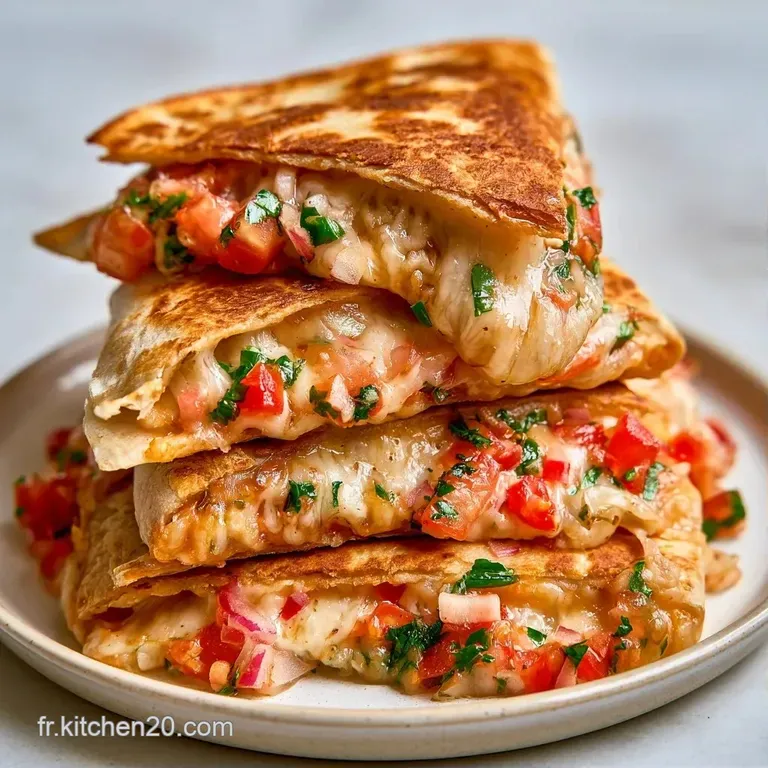 Tranches de tortillas grill&eacute;es dispos&eacute;es en &eacute;ventail sur une assiette, avec des touches de salsa rouge et cr&egrave;me blanche.