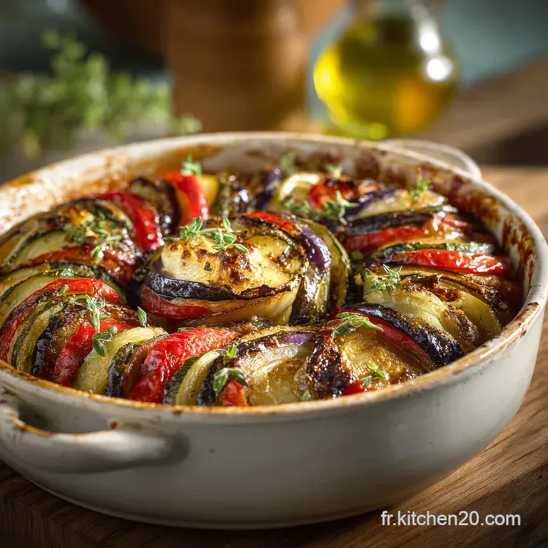 Ratatouille Confite Aux Petits Oignons Brais&eacute;s Au Miel Et Thym presentation