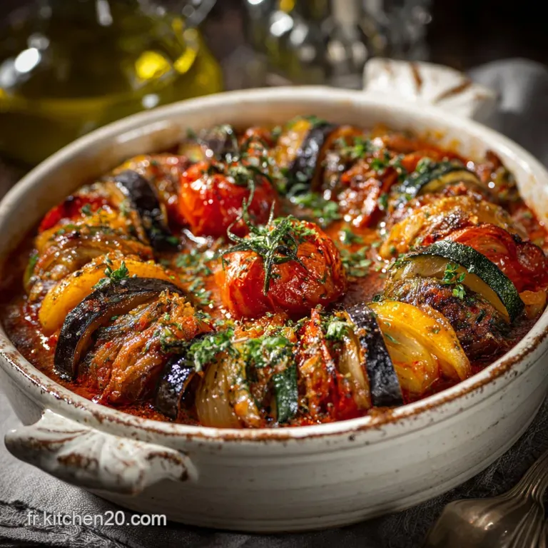 Ratatouille Confite aux Petits Oignons Brais&eacute;s au Miel et Thym