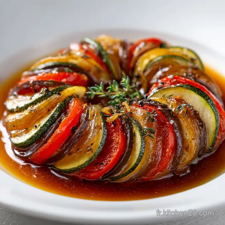 La Ratatouille Royale L&eacute;gumes Confits Aux Petits Oignons Brais&eacute;s Au Miel presentation