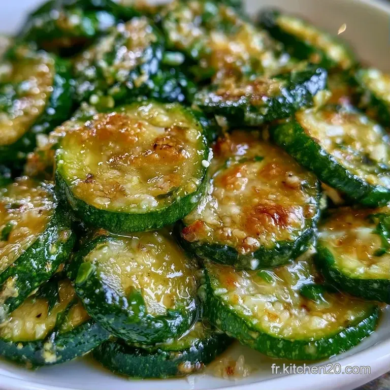 Courgettes fondantes et brillantes, agr&eacute;ment&eacute;es de fines herbes fra&icirc;ches et d'un filet d'huile d'olive dor&eacute;e.